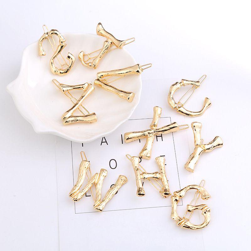 

Miss JQ 26 Letters Hair Clip Golden Branch Bone Letter Hairpins 2020 Fashion Creative Design Jewelry Gift Hair Accessories