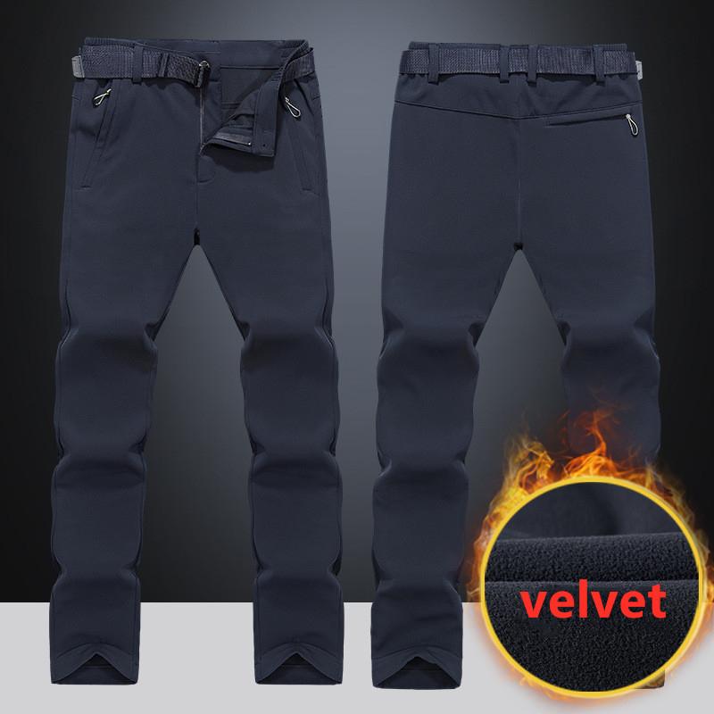 

Spring Winter Windproof Warm Fleece Pants Men's Outdoor Climbing Hiking Camping Combat Sport Casual Elastic Trousers, Army green