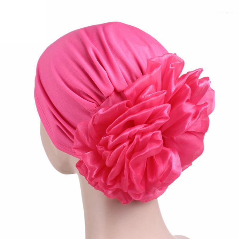 

Pullover Wrap Side Big Flower Soft Turban Ladies Chemotherapy Cap Casual Headband Elastic Cloth Multifunction Women Hats1, Rose red