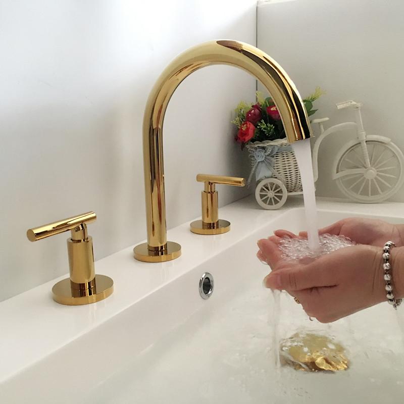 

Tuqiu Bathroom faucet Gold widespread Basin faucet black Tap luxury Basin Mixer Hot And Cold shower room sink