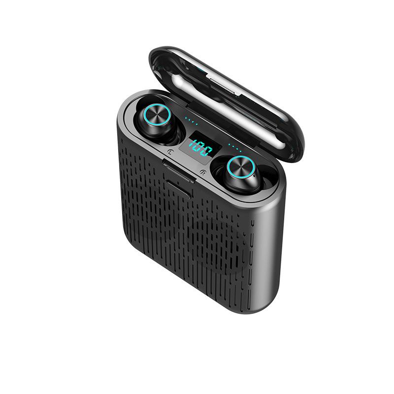 

Bluetooth Speaker & Bluetooth Earphone 2 in 1 TWS Earbuds True Portable Phone Holder Charging Fingerprint Wireless Mini Headset, Black