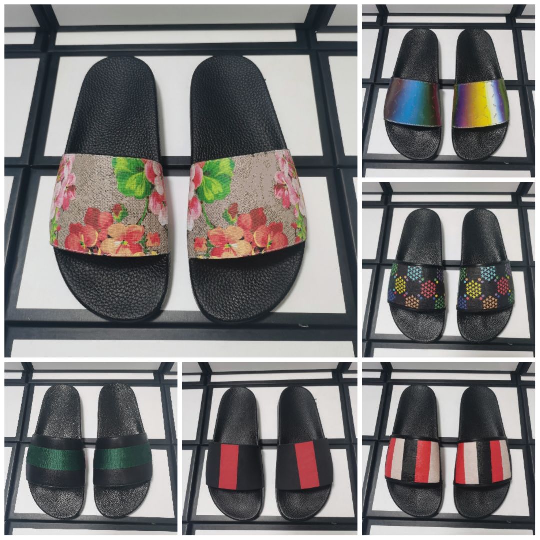 

2021 designer sandals men slippers Gear bottoms Flip Flops ladies luxury fashion casual size 35-45 with box, Black
