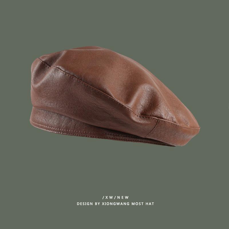 

Designer hat women winter beret hat 2020 New fashion Womens hats Adjustable Leather Vintage Ladies Berets caps for women
