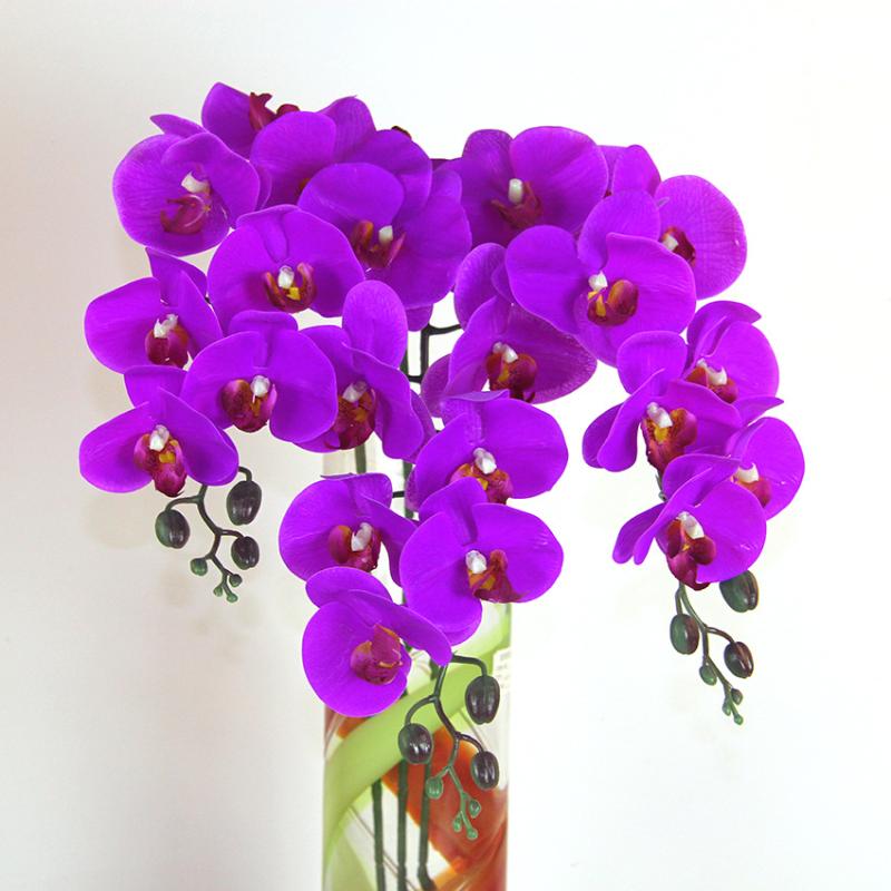 

High-quality Imitation 9 Head Film Butterfly Orchid Silk Flower g, White