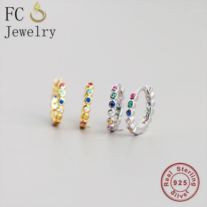 

Hoop & Huggie FC Jewelry 925 Silver Gold Color Blue Green Crystal Bead Pendant Piercing Earring Pendientes For Women Party Wedding 20211