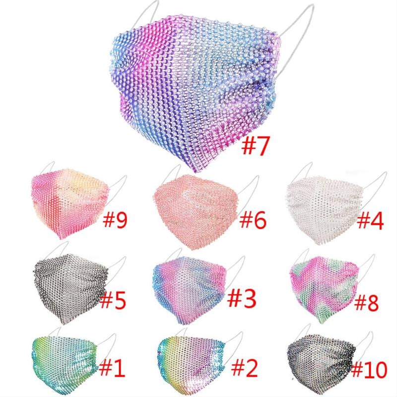 

Bling Crystal Floral Sequins Face Mask Windproof Adult Face Mask Cosplay Washable Reusable Face Mask 2020, #7