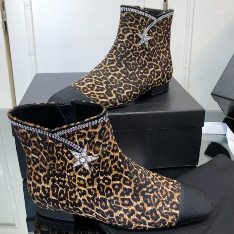 

Vintage Leopard Ankle Boots 2020 Brand Design High Heels Buckle Boots Casual Women 34-411, Boots no.2
