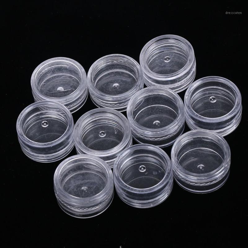 

10Pcs Transparent Mini Plastic Cosmetic Empty Jar Pot Eyeshadow Makeup Case Face Cream Lip Container 3g Portable White1