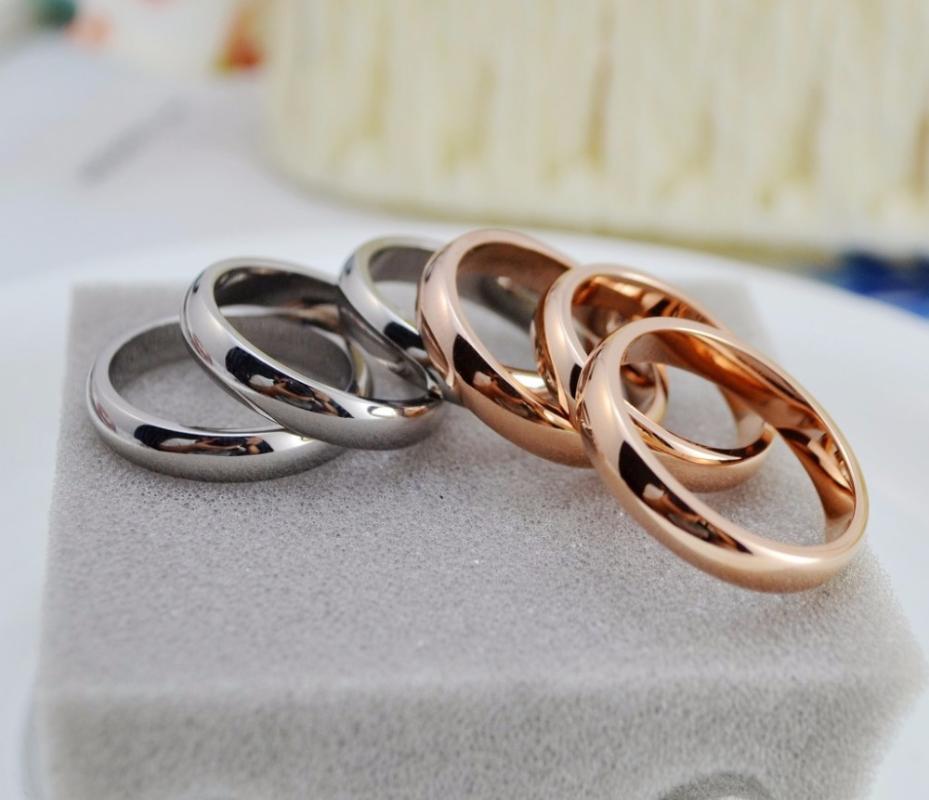 

Top Quality Titanium Steel 4mm Depth High Polishing Glossy Women Rings/ Men Fashion Cheap Love Rings Size 12 available
