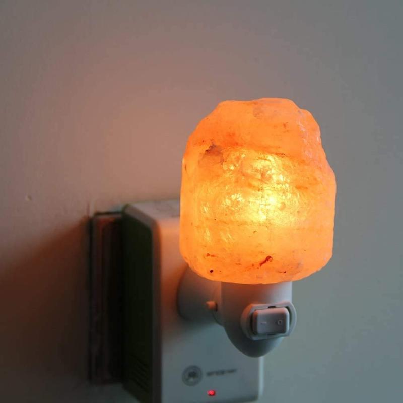 

Crystal Salt Night Light Plug in Wall Lamps Himalayan Glow Natural Salt Lamp with Warm Bulb 360° Rotatable Christmas Rock