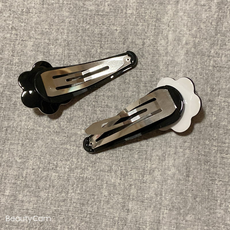 

Fashion black and white acrylic flower hair clips one word clip barrettes popular head accessories in European and American countries
