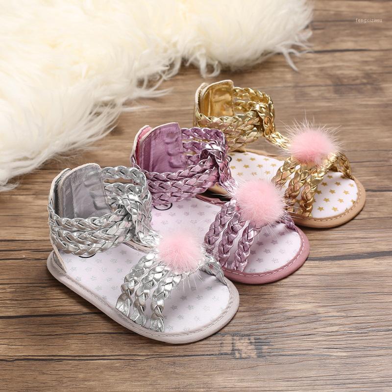

Summer fashion girls casual shoes newborn children's hair ball children's shoes new fashion bright color PU s1, Pink