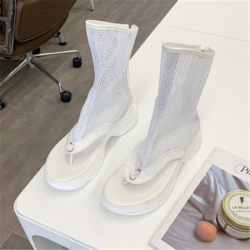 

2021 New Breathable Shoes, Fresh Knitted or Crocheted Boots for Women, Toe-to-toe Wear, Knee-high, Women's Summer 58EG, Black shorts.