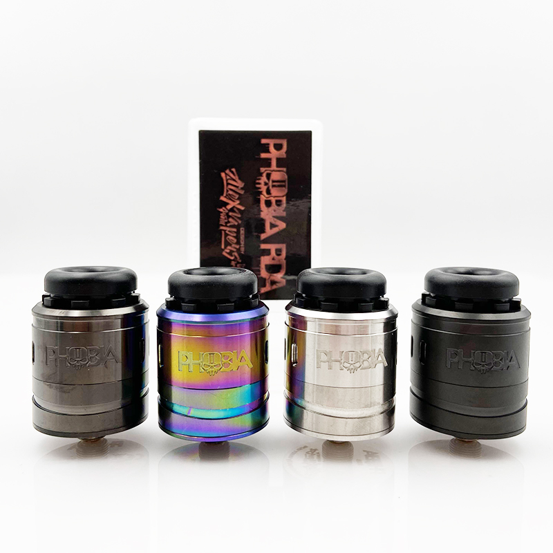 

Phobia V2 RDA 24mm Atomizer 1ml Easy To Build Single Coil or Dual Coils 8.8mm Deep Juice Tank Fit 810 Resin Drip Tip Box Mod