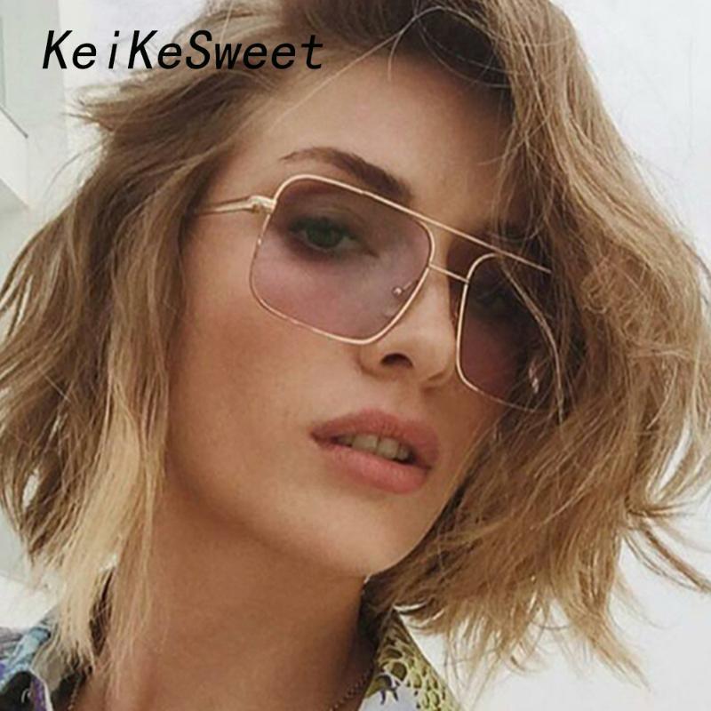 

Sunglasses KeiKeSweet Top Brand Designer Fashion Rays Square Alloy Women Vintage Party Shades Oversized Sun Glasses High Quality1