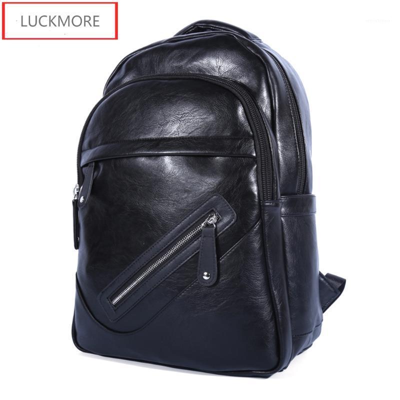 

High Quality Brand Design Vintage Style PU Leather Men Backpacks For College Preppy Style School Backpack For Laptop Bag1, Black