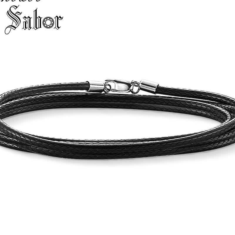 

Cord Black Faux Leather Gift For Women & Men, Female Jewelry silver color Fashion Jewelry Wholesale