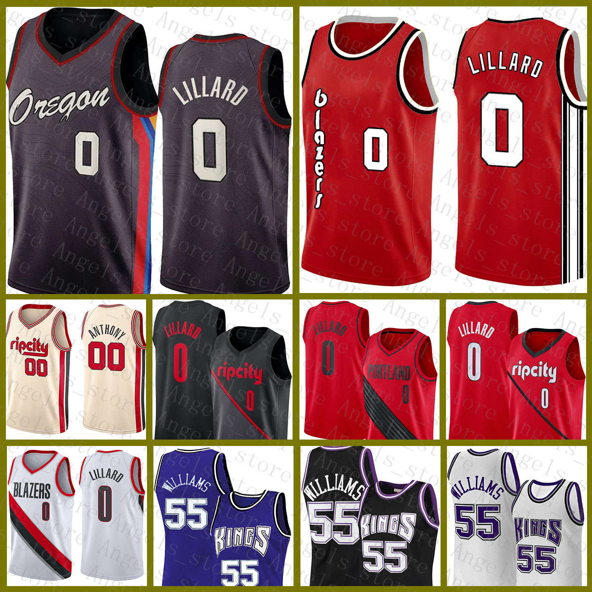 

Damian Jason 55 Williams 0 Lillard Carmelo 00 Anthony Portland Trail Blazer Sacramento Kings New Basketball Jersey red, Jersey-kaituozhe
