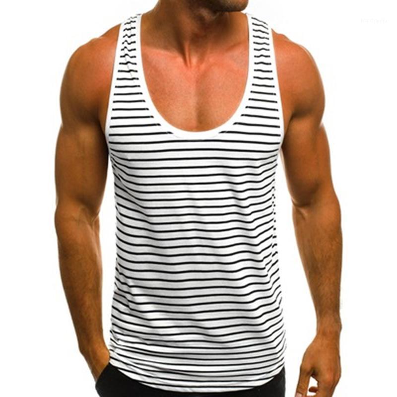 

Men' Striped Vest Fitness Slimming Jogging Joker Top Bodybuilding Casual Sleeveless Top1, Red