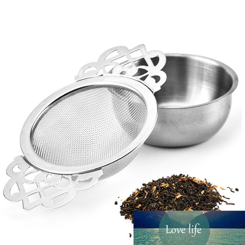 

Stainless steel 6.5CM tea strainer with bottom cup Double handle bulk tea spice filter Reusable tea strainer Teapot accessories