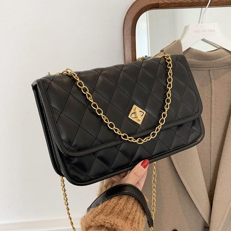 

Classic Diamond Lattice Shoulder Bags for Women 2021 New Trendy Small Square Messenger Bag Quilted Chain Crossbody Handbag Purse, Black