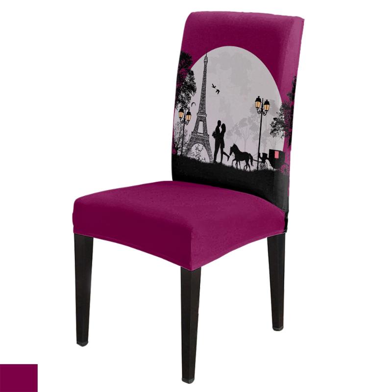

Eiffel Tower And Lover Romantic Office Chair Cover Spandex Chair Cover Elastic Printing Home Hotel Wedding Dining Covers
