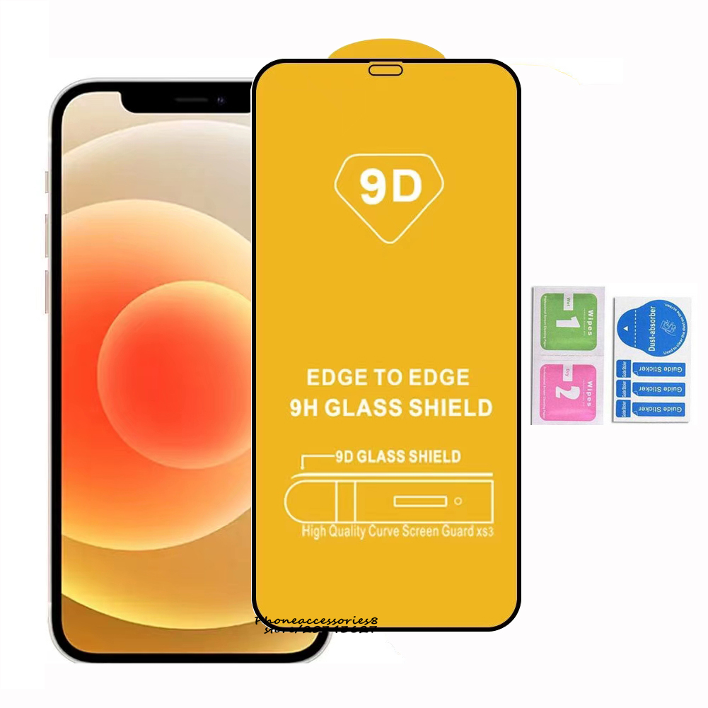 

9D Full Cover Glue Tempered Glass Phone Screen Protector For iPhone 12 MINI PRO 11 XR XS MAX 8 7 6 Samsung Galaxy S21 A32 A42 A52 A72 4G 5G A51 A71 A02S moto G Stylus 2021