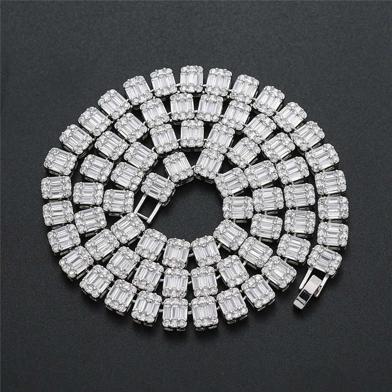 

Bling Square Cubic Chains for Men Luxury Woman Filled Iced Out Cz Necklace Hip Hop Jewelry 8ezx