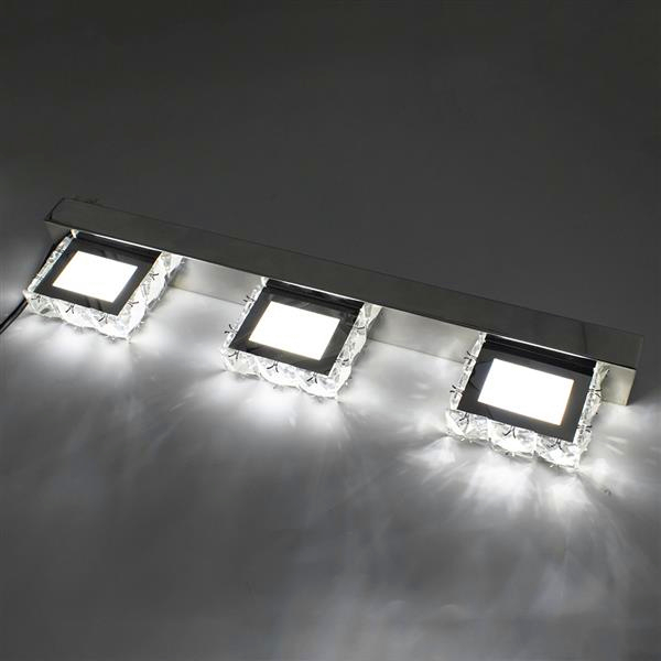 Hot selling 9W Three Lights Crystal Surface Bathroom Bedroom Lamp Warm White Light Silver Super brightness waterproof Wall Lamps-image-619947558