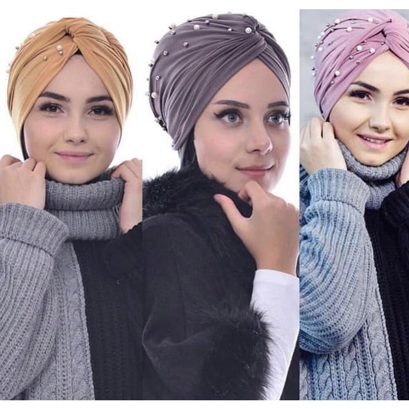 

Beanie/Skull Caps Women Ladies Hair Loss Cancer Chemo Cap Muslim Turban Hats Hijab Head Wrap Adjustable Soft Stretch Headscarf, White