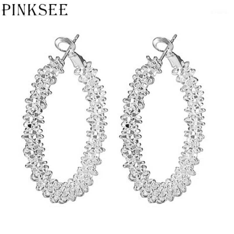 

PINKSEE Big Circle Earring Simple Hollow Crystal Hoop Earrings Personality Party Jewelry Gift for Women1