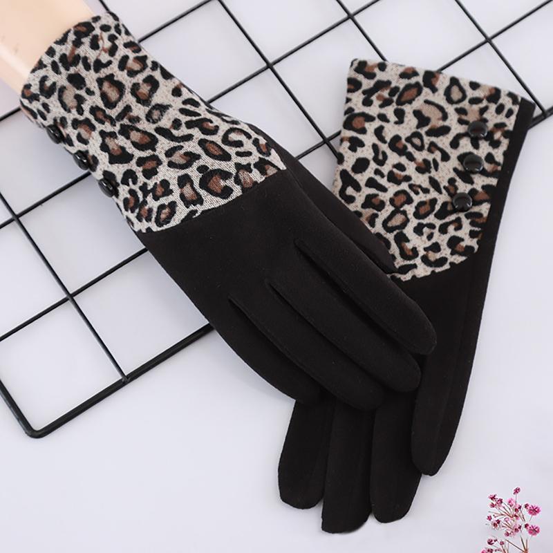 

Fashion Sexy Women Leopard Gloves Spring Autumn Animal Print Women Fleece T-ouch Screen For Index Finger Gloves #T1P