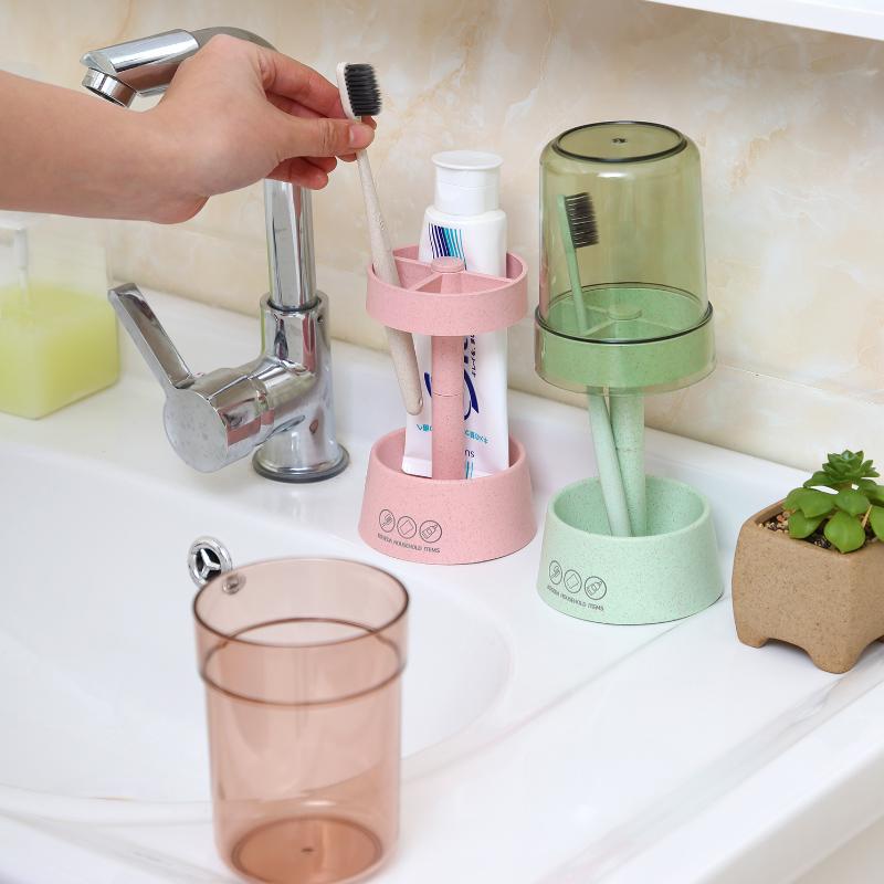 

Bath Accessory Set Toothpaste Toothbrush Holder&cover With Tooth Mug Storage Rack Bathroom Cup Holders Accessories&storage
