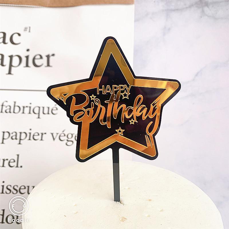 

Double Layer Stars Happy Birthday Acrylic Cake Topper Gold Birthday Cake Topper for Party Decorations Baby Shower1