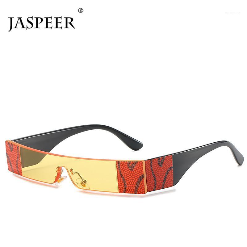 

JASPEER Steampunk Rectangle Rimless Sunglasses Men Designer One Piece Snake Pattern Framless Sun Glasses Women1