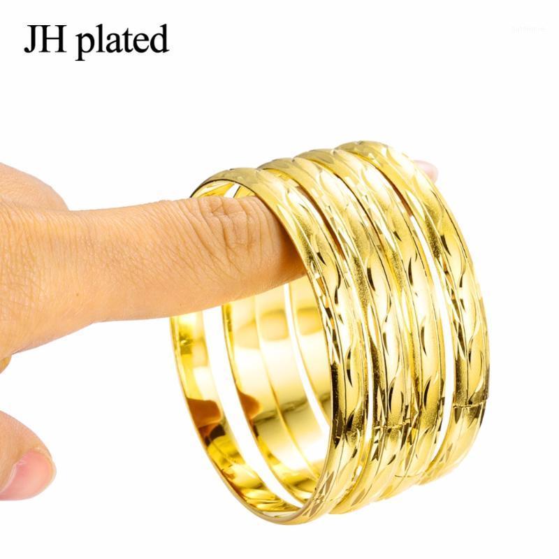 

JHplated 4 Pieces Gold Color Bangle for Women's Ethiopian Wedding Bracelets Arab Dubai Jewelry African Trendy Gifts1