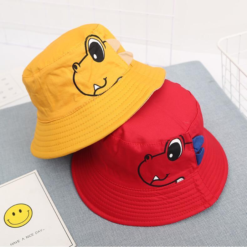 

2019 Reversible Two side Cartoon dinosaur kids bucket hat Cute children summer Bob Caps boys girls Sun Fishing panana Bucket Hat1, Black