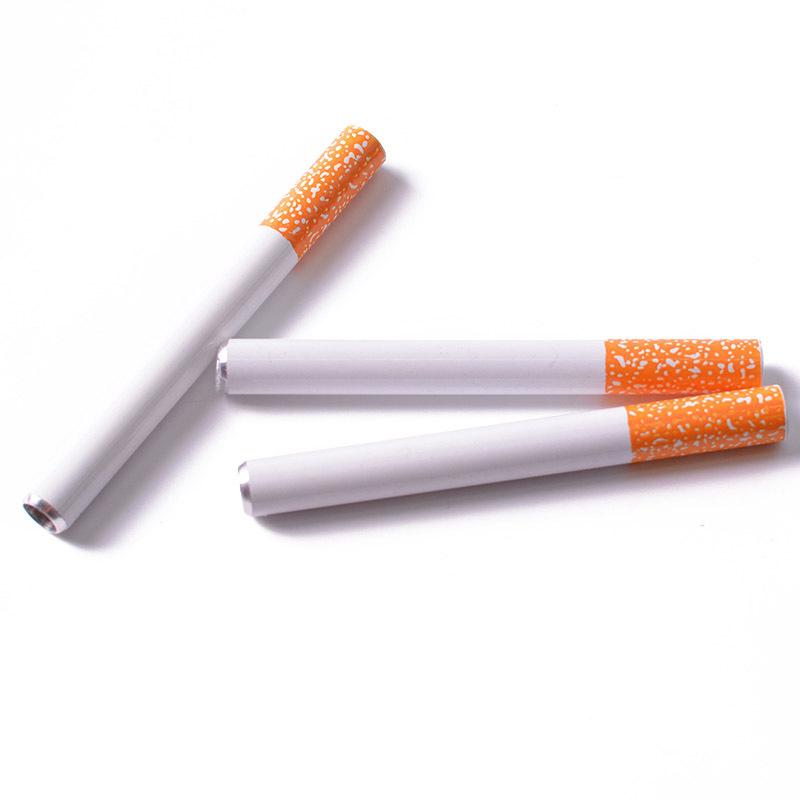

tobacco pipe Cigarette Shape Aluminium Alloy Metal Pipes 100pcs Box 78mm 55mm Length One Hitter Smoking Pipes