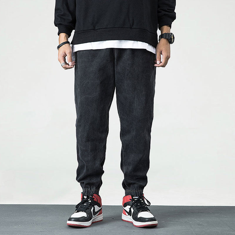 

2021 New Street Fashion Men's Breech Breeches Loosen Black-colored Hip Jogger Jeans Cargo Pants 0h6g