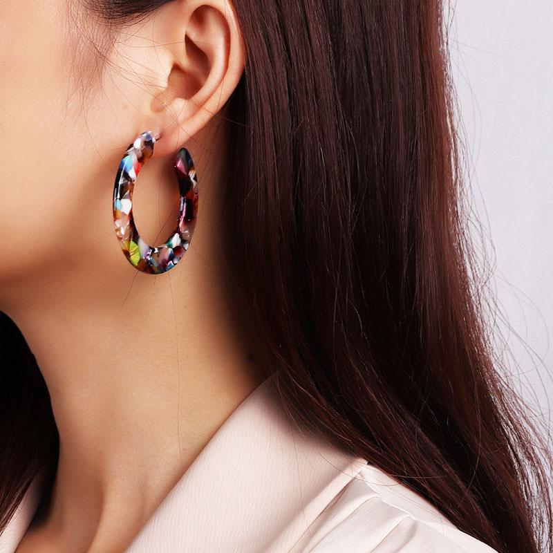 

Hoop Earrings For Women Jewelry Multicolor C Shape Leopard Print Charms Gift 4.8cm x 4.8cm, 1 Pair