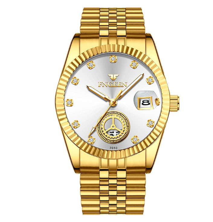 

Middle-aged full gold watch non-mechanical male elderly quartz watch middle-aged and elderly dad atmospheric type waterproof electronic lumi