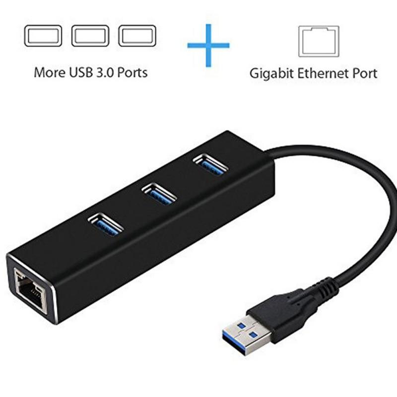 

New 3 Ports USB 3.0 Gigabit Ethernet Lan RJ45 Network Adapter Hub To 1000Mbps