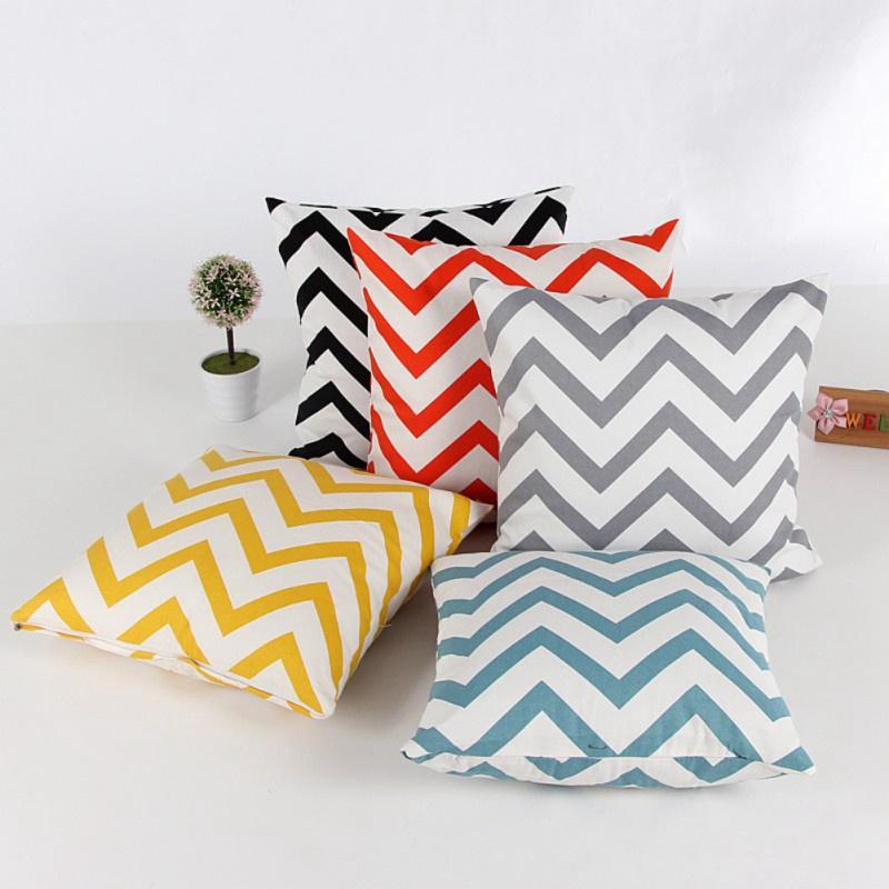 

Decorative Canvas Square Throw Pillow Cover Cushion Case Wavy Striped Pillowcase with Hidden Zip Closure Polyester / Cotton 20 Pillow Case1