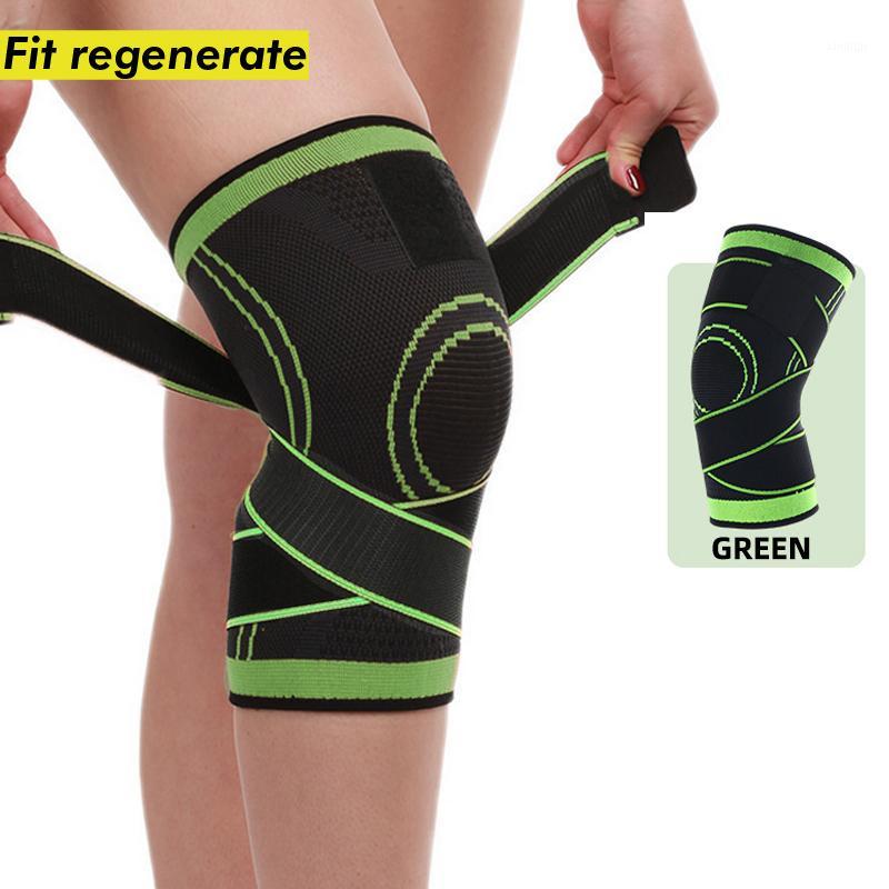 

Knitted sports knee pads compression bandage knee pads cycling fitness breathable winding protective gear1, As pic