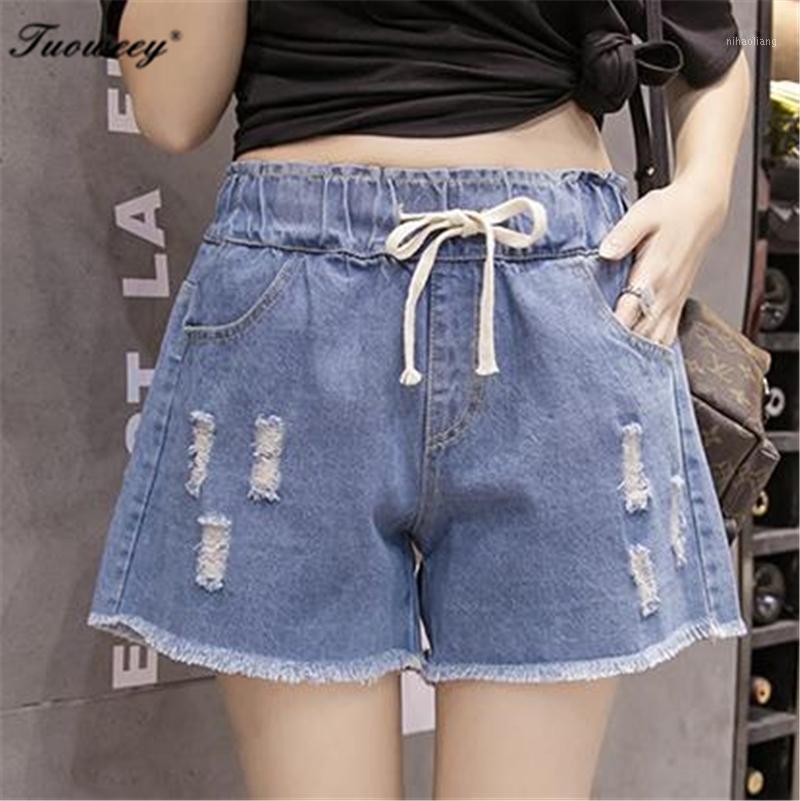 

Will flash summer bull-puncher knickers female elastic waist fat mm leisure wide-legged loose big yards short shorts1, Light blue