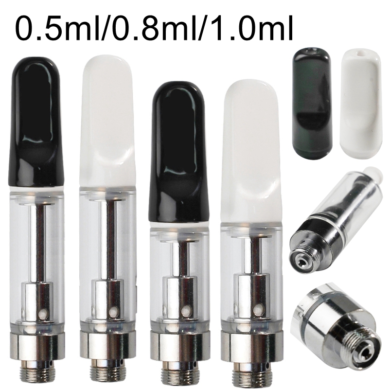 

TH205 0.8ml 1.0ml Ceramic Vape Pen Cartridges Empty Vape Carts Glass Thick Oil Dab Pen Wax Vaporizer With Silicone Cap Bottom