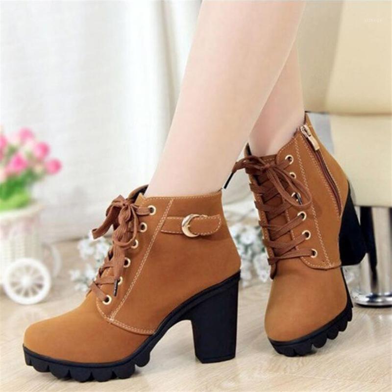 

Women Boots Ankle Boots for Womens Platform Breathable Female High Heels Spring Autumn Shoes Woman1, Black