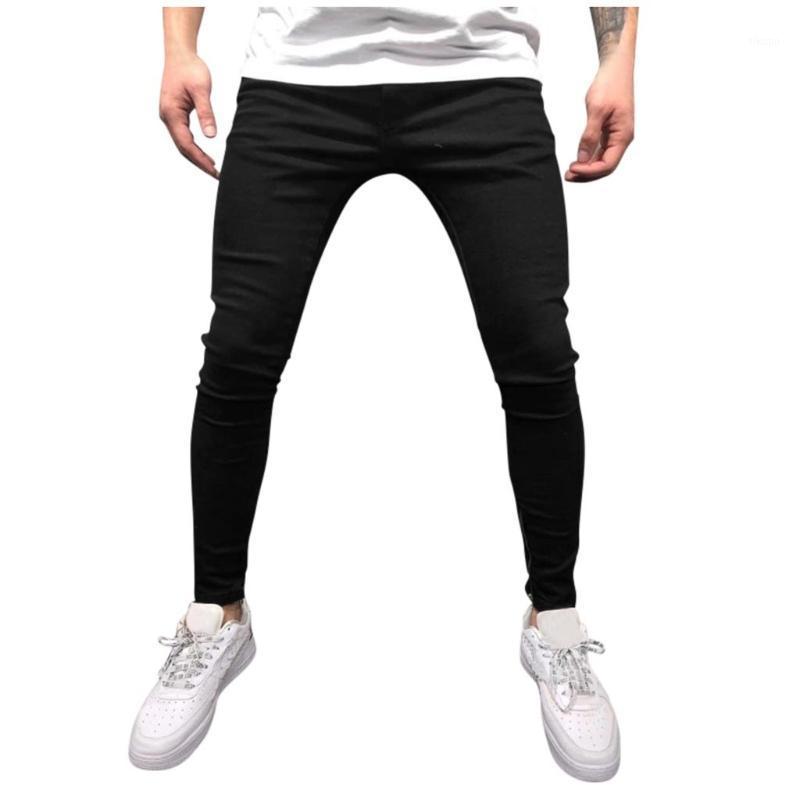 

KANCOOLD Pencil Pants Fashion Denim Skinny jeans men black Distressed Midweight Cotton Zipper Jeans Casual Long Pants D231, As pic