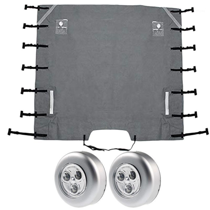 

Caravan Front Towing Cover,Universal Caravan Protector Covers Accessories with 2 LED Lights for RV Motorhome1