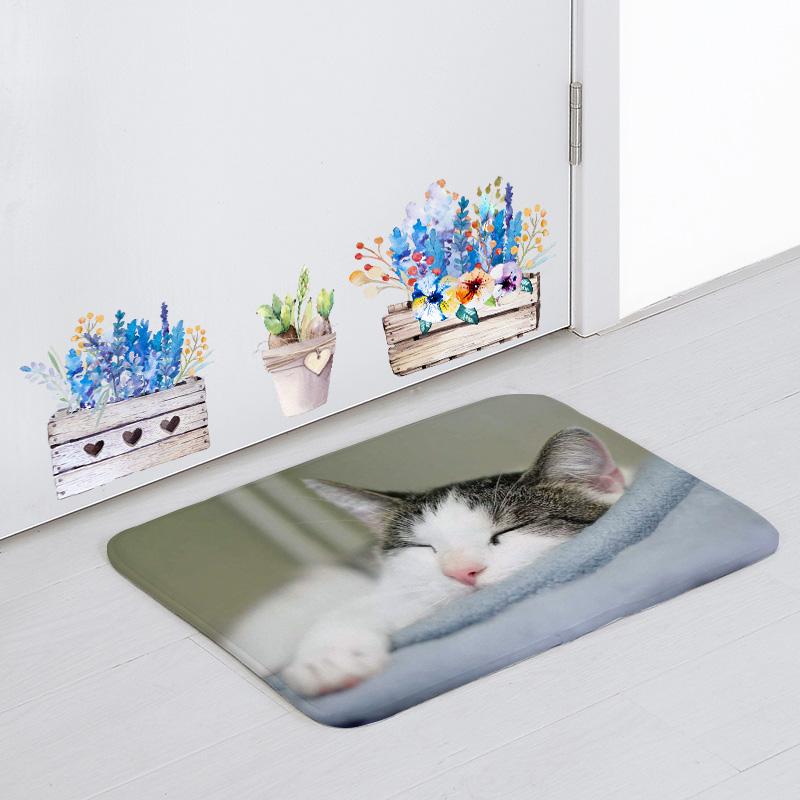 

Customized Cute Cat Floor Mat Printing Sleeping Animal Door Mat Home Decoration Bathroom Polyester 50 * 80Cm Non-Slip Carpet, 19